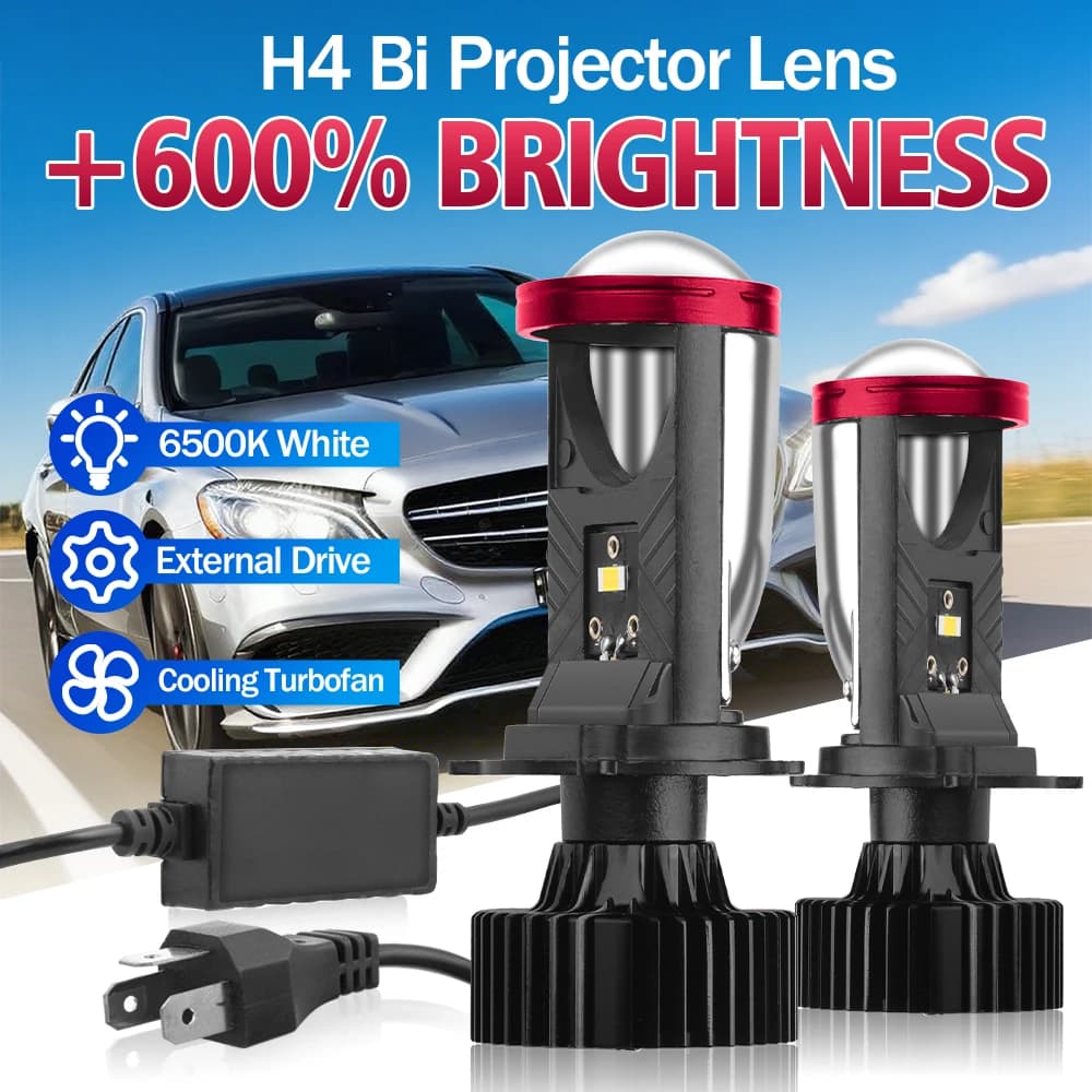 2PCS H4 HA CONDOTTO il Faro 30000LM Fascio Alto Basso HB2 Doppio Proiettore Mini Lente Per Auto Lampada Canbus Turbo Ventilatore Auto Moto lampadine