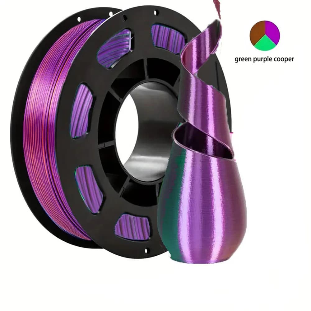 Filament PLA Tricolor Green Purple Copper 1.75mm, 3D Printing Filament, 250g (0.55 pounds) for 3D Printer