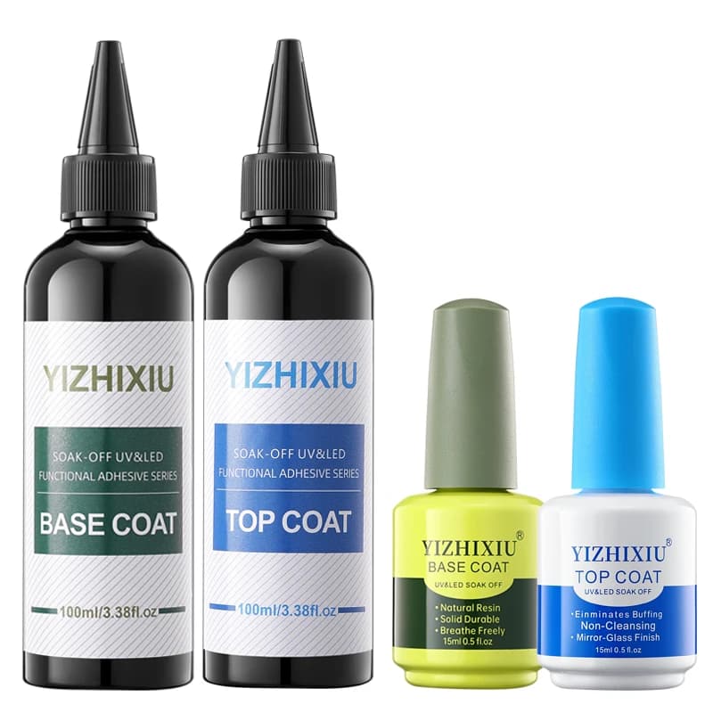 4pcs/SetLarge capacity YiZhiXiu 100ml&15ML Base Gel Super Top Coat Gel Polish Soak Off UV LED Gel Varnish Functional Gel Nail
