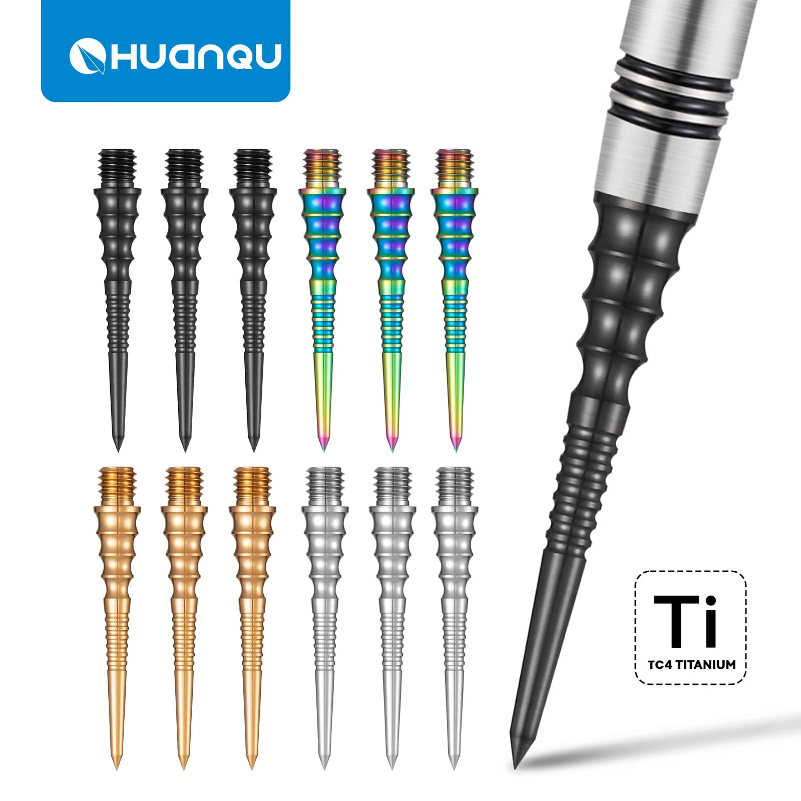 Huanqu Three-Pack Titanium Alloy Replaceable Dart Tips, Multiple Color Options, 35mm Dart Tip Replacement Needles, Suitable for Home Entertainment and Professional Competition Dart Accessories
