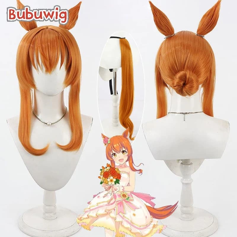 Parrucche sintetiche Bubuwig Mayano Top Gun per cosplay Uma musume: Pretty Derby Mayano Top Gun Parrucca arancione lunga 40 cm resistente al calore