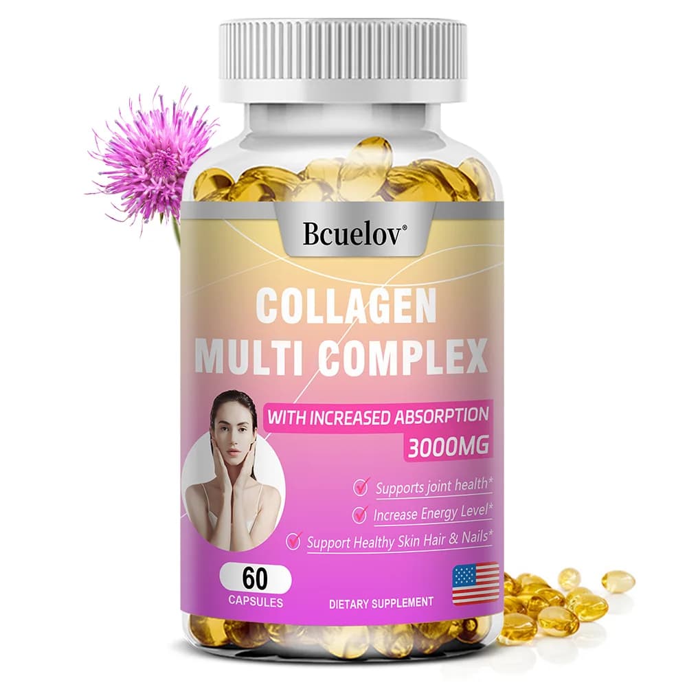 Multi Collagen Peptides Capsules, with L-Glutathione, Vitamin C & Biotin, Daily Digestive Skin Hair Nail Nutritional Supplement