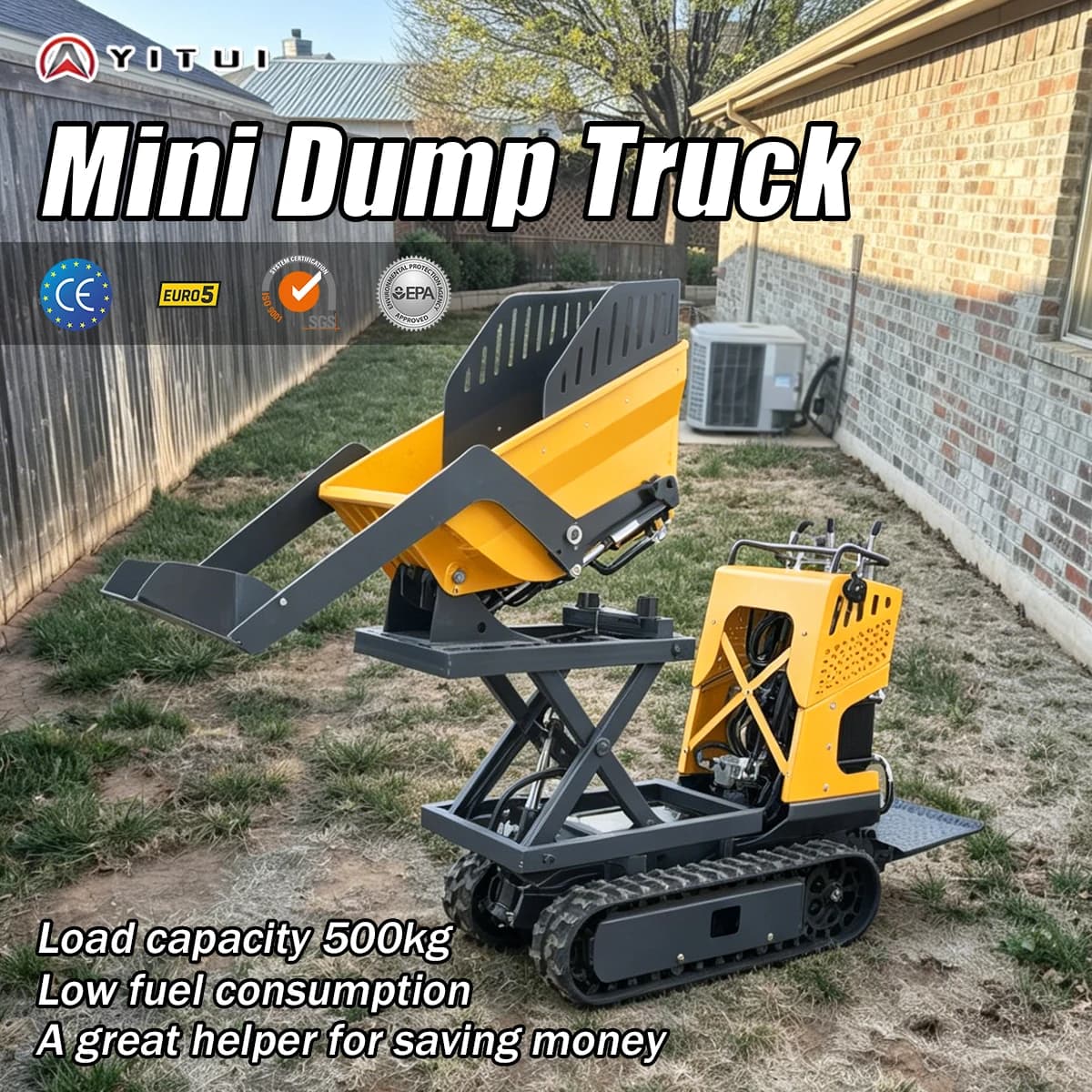 Humanized Control Customized Mini Dumper Mini Dump Lorry Shock Absorbing Transport Vehicle For Urban Greening Tree Soil Transpla