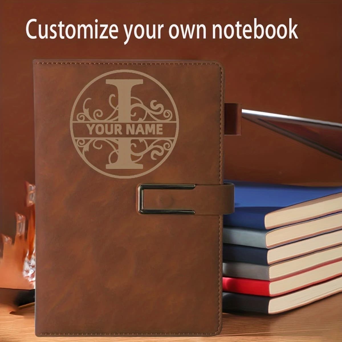 Custom Name Hardcover Faux Leather Notebook Elegant Grad Gift for Teachers Friends Colleagues Journal