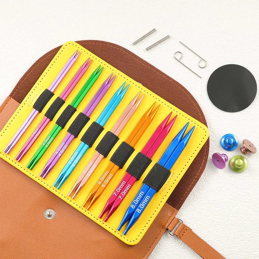 9 paia di aghi circolari intercambiabili per maglieria, perni in allumina, set deluxe, ganci quadrati per uncinetto, strumento artigianale per filati per tessitura da 3,5-8,0 mm