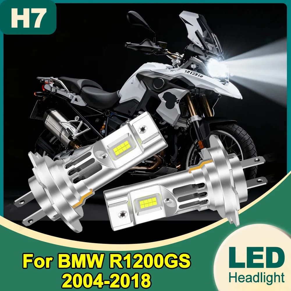 Lampadina LED H7 per Moto con Ventola, Chip CSP 6000K Bianco Super Luminoso per BMW R1200GS 2004-2016 2017 2018, Lampadina Turbo Auto