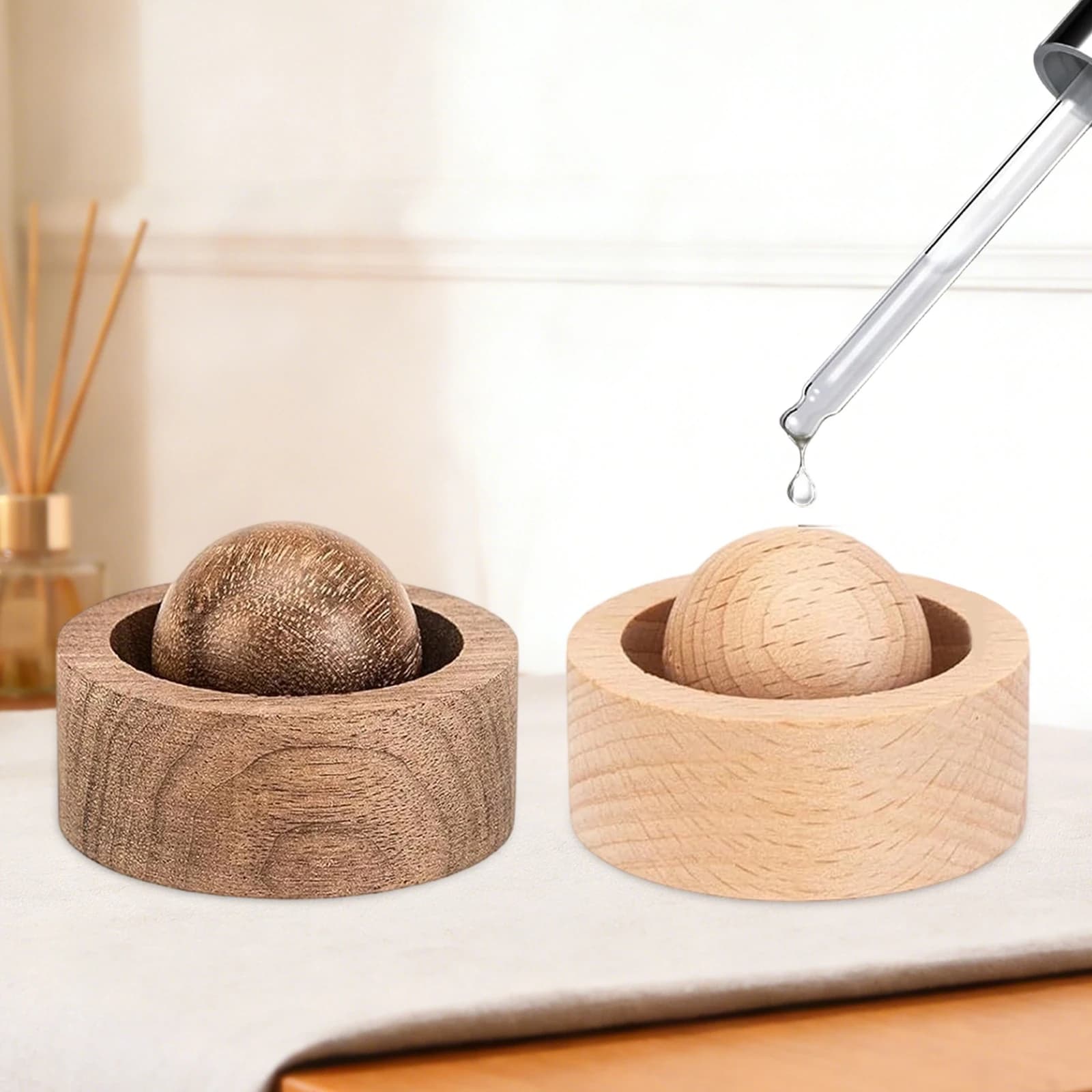 2 Pezzi Diffusori di Aromi in Legno, Diffusori di Fragranze Portatili per Casa, Auto, Ufficio, Camera da Letto, Accessorio Decorativo