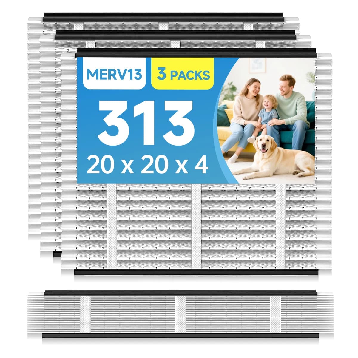 Filtro dell'aria di ricambio 313 20x20x4 MERV 13 compatibile con purificatori d'aria modelli 1310 2310 3310 4300 HVAC AC, filtro pieghettato, confezione da 3