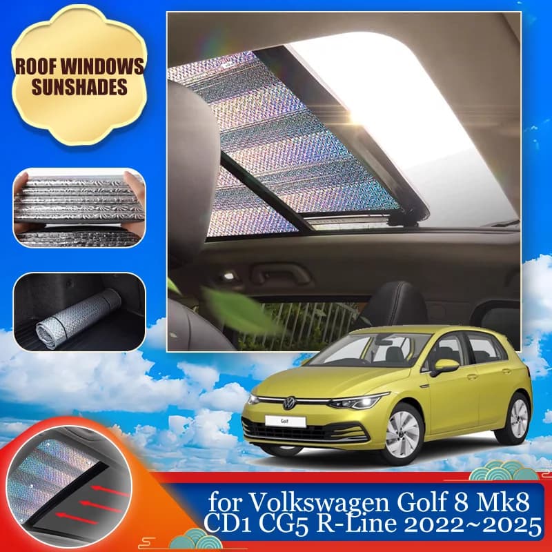 Tetto Apribile Parasole per Volkswagen Golf 8 Mk8 CD1 CG5 R-Line 2022 ~ 2025 Tetto Parabrezza Parasole Copertura Tenda Visiera parasole Accessori