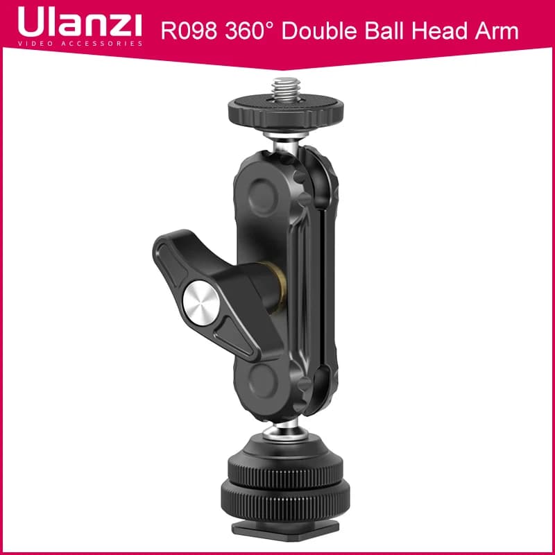 Ulanzi R098 double ball head 360 ° with cold toboggan for DSLR camera with 1/4''' screw for Monitor Video Light Mic Mount