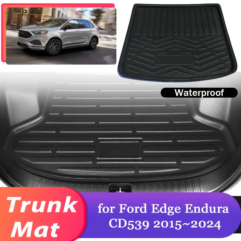 Car Trunk Mat for Ford Edge Endura CD539 2015~2024 2016 2017 2018 Luggage Waterproof Cargo Rug Pad Liner Cover Carpet Accessorie