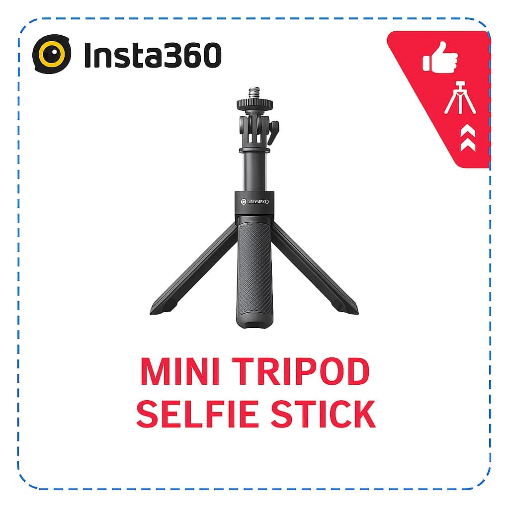 Bastone selfie mini treppiede originale Insta360 | Supporto compatto allungabile per fotocamere GO 3 / GO 3S / X5 / X4 / ONE RS / Ace Pro 2