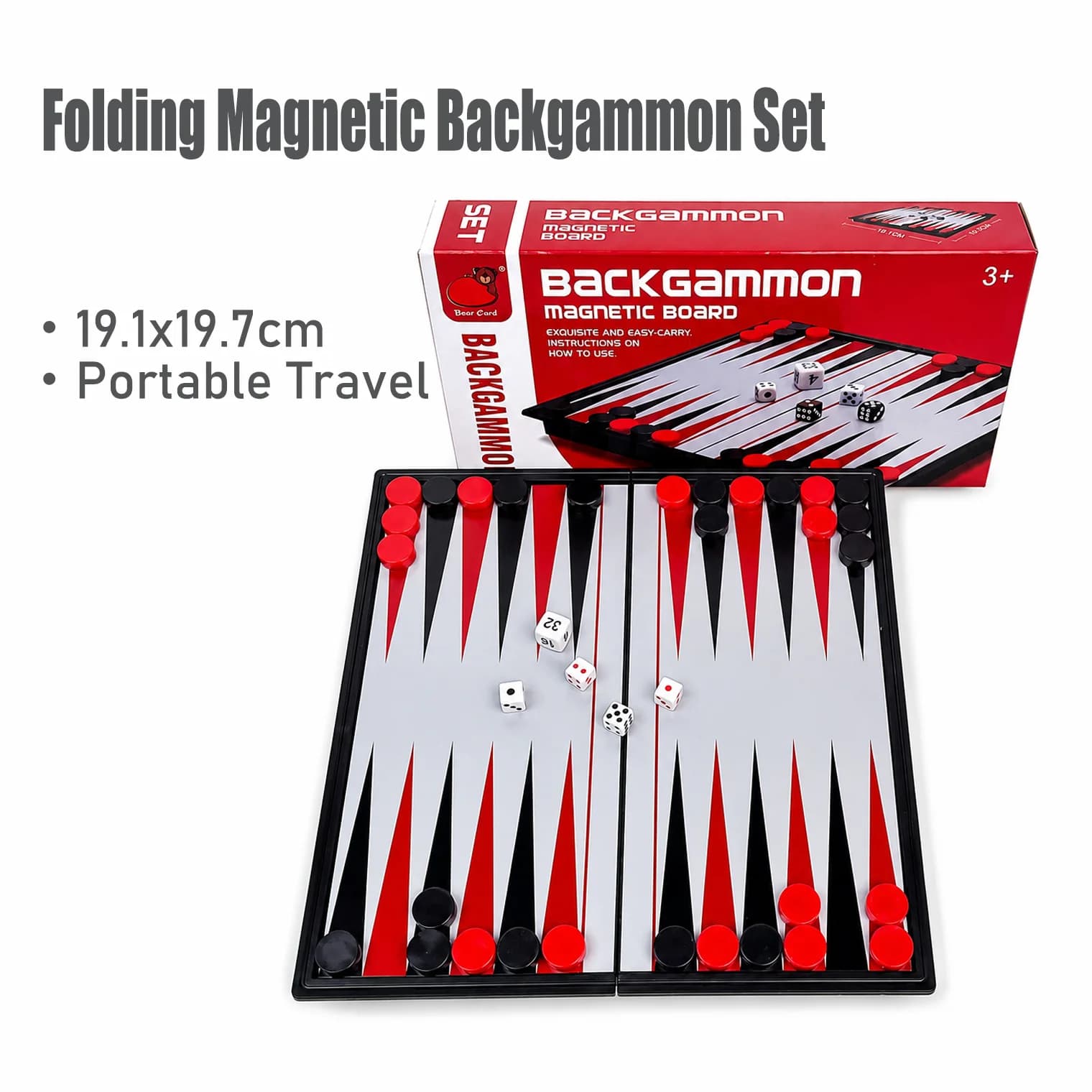 19.1x19.7cm Folding Magnetic Backgammon Set Board Game Portable Travel Educational Puzzle Toy Gift for Kids Adults