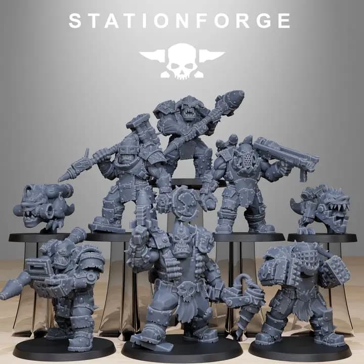 Miniatura dipingibile compatibile con 40k - Orc Smashers Team - Miniatura orco in stile sci-fi - Materiale in resina ABS - Accessori per wargame da tavolo