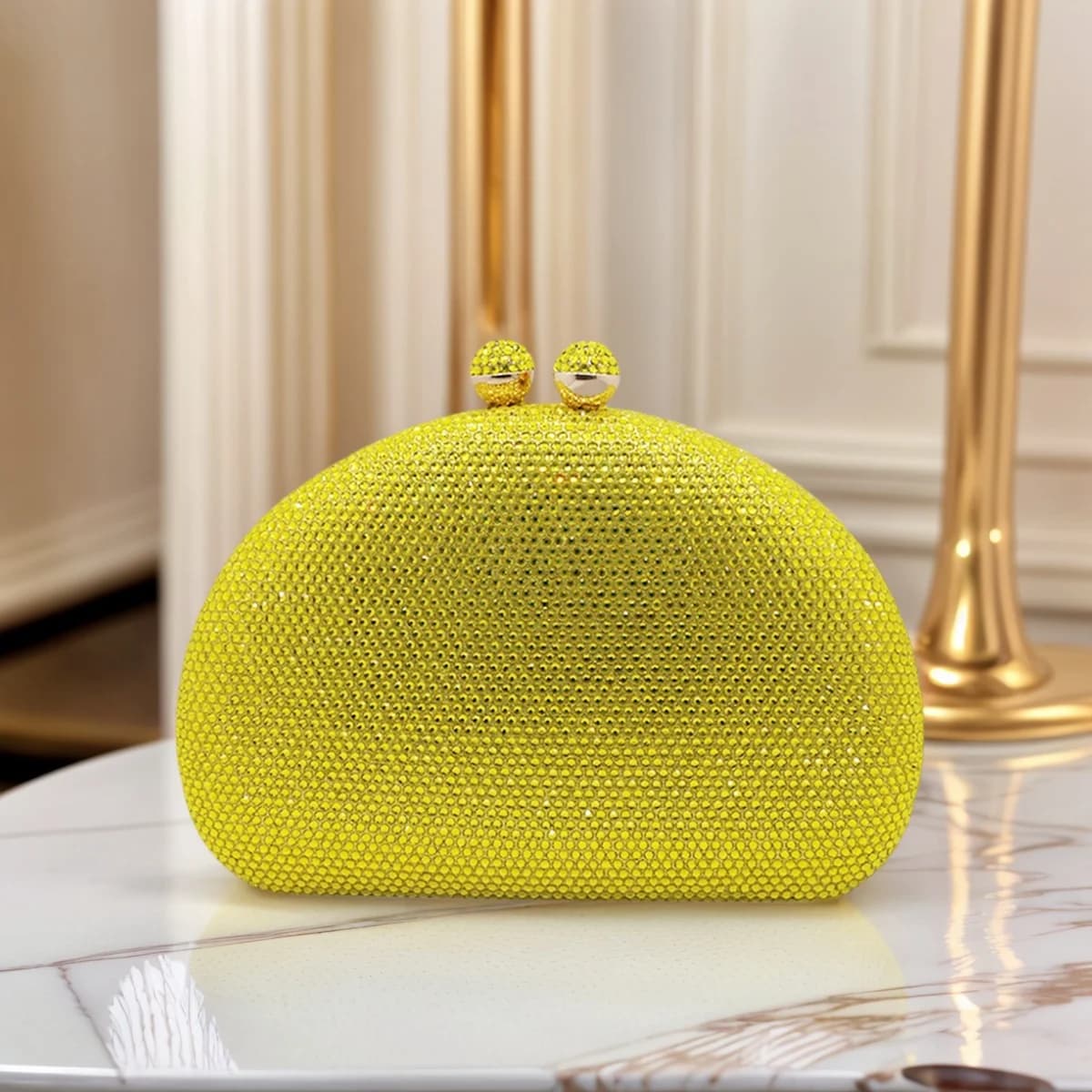 Abbagliante borsa da sera in cristallo da donna Chic pochette con strass Borsa a tracolla a forma di conchiglia per cocktail, banchetti