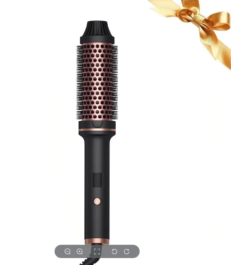Spazzola Rotonda Riscaldata 1.5" con Tecnologia a Ioni Negativi - Spazzola 3-in-1 per Arricciare e Lisciare i Capelli (Nera)