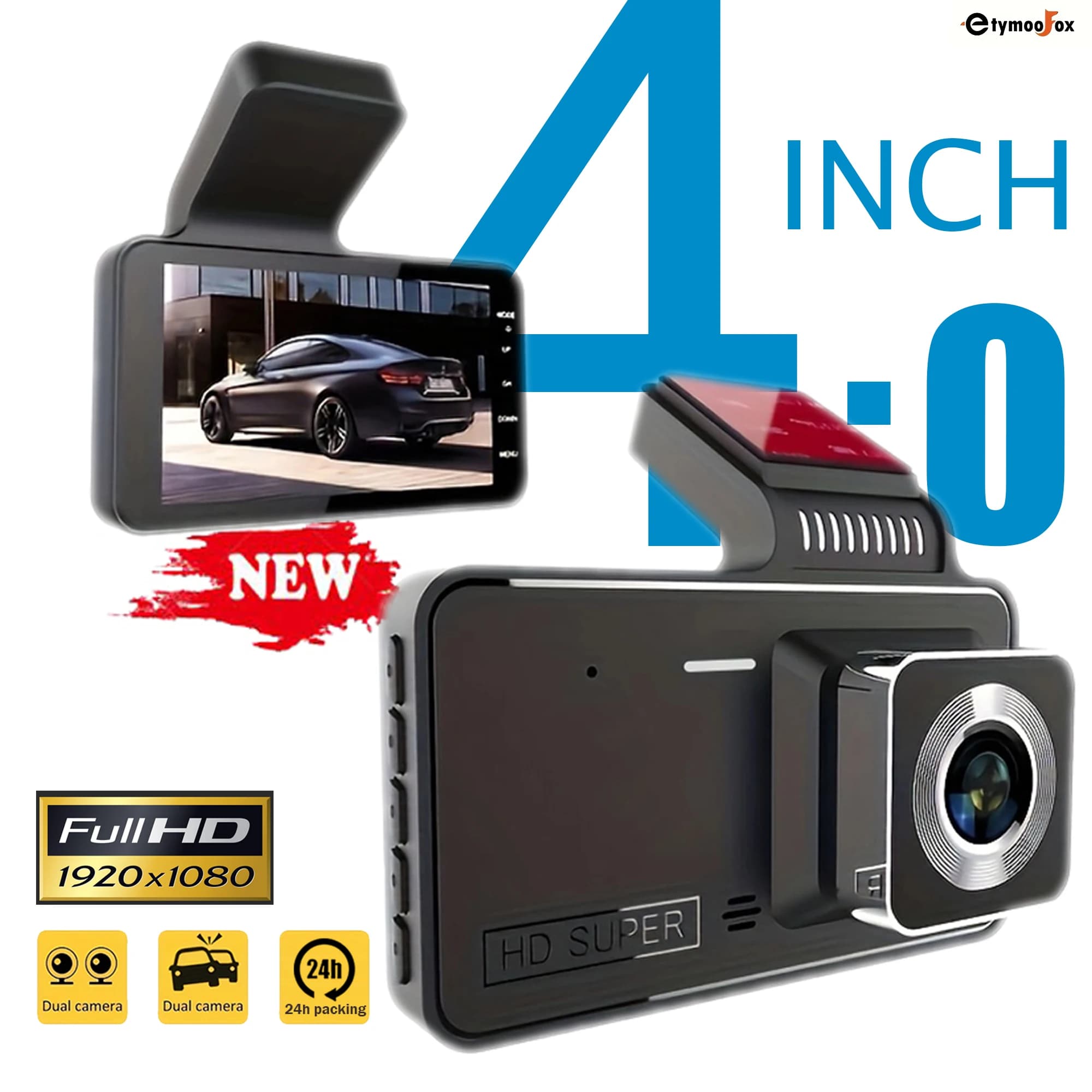 Dash Cam 1080P Registrazione Telecamera per auto DVR Visione notturna Videoregistratore Supporto 24H Parcheggio Visione notturna Scatola nera accessori per auto