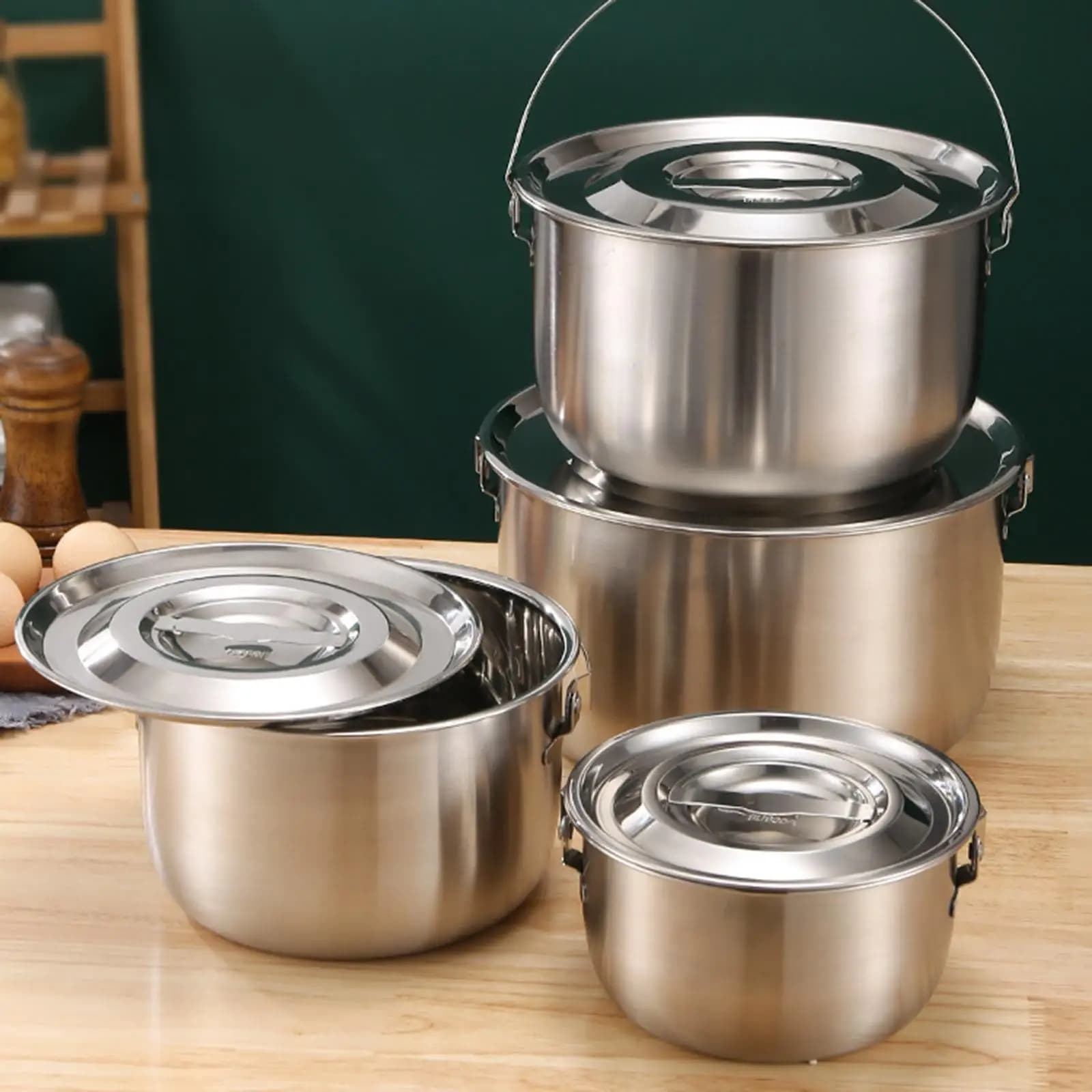 304 SUS Outdoor camping pot with handle and lid Suspended camping pot Durable multifunctional steam cooking, boilin, fryer pot