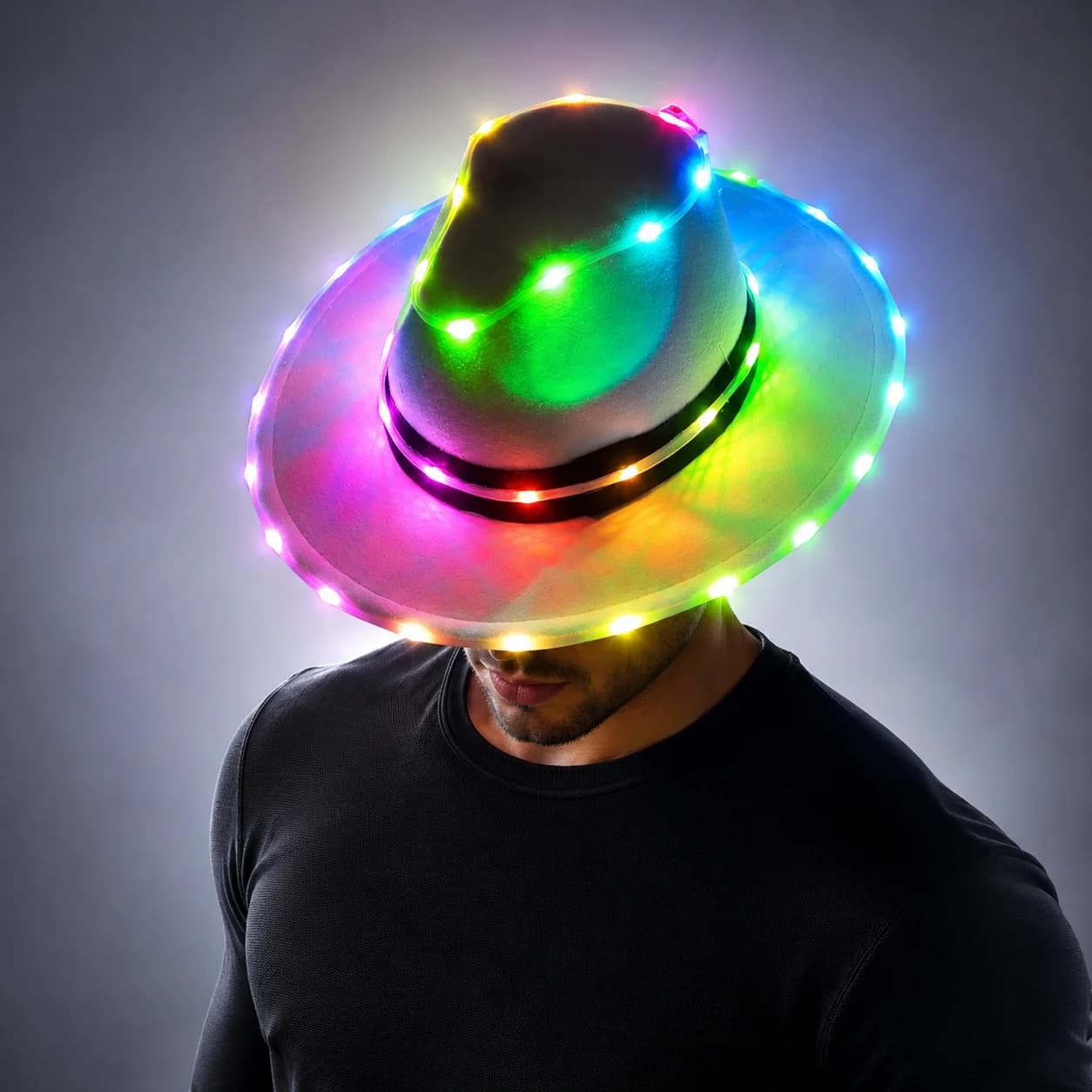 Cappello LED freddo a colori Cappello luminoso per feste Neon LED Light Costume Party Fluorescente DJ BAR Spettacoli di danza Festa di carnevale