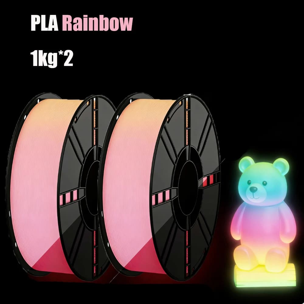 3D Printing Filament, PLA Bright Rainbow 1.75mm 2kg, Dimensional Accuracy +/- 0.03mm, Color Change Gradual