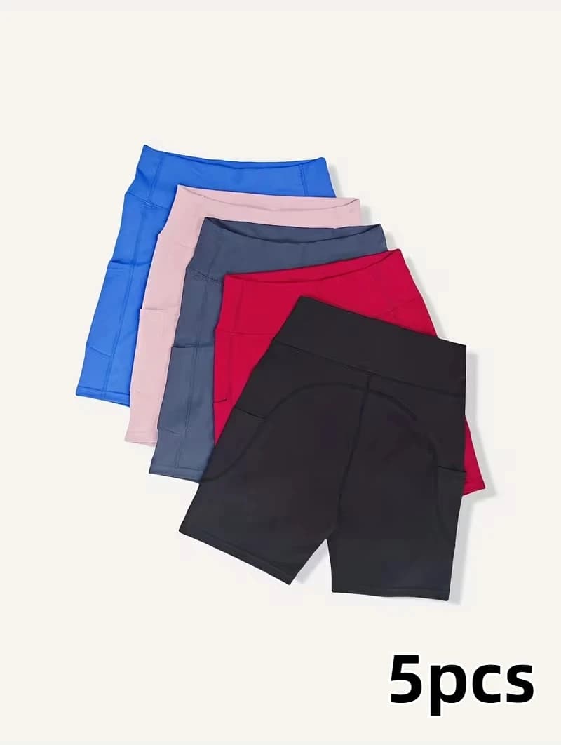 5 high waist women sports shorts that reduce the volume of the belly | Women's breathable cycling pants with fitness and racing pockets.