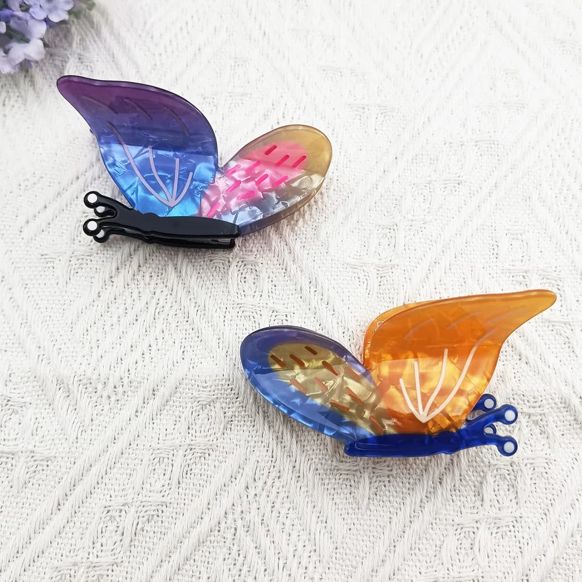 1PC Butterfly Pvc Hair Claw Color-Blocking Grab Clip Trendy Hair Clips Ins Hair Accessories Half-Tied Ponytail Hairpin