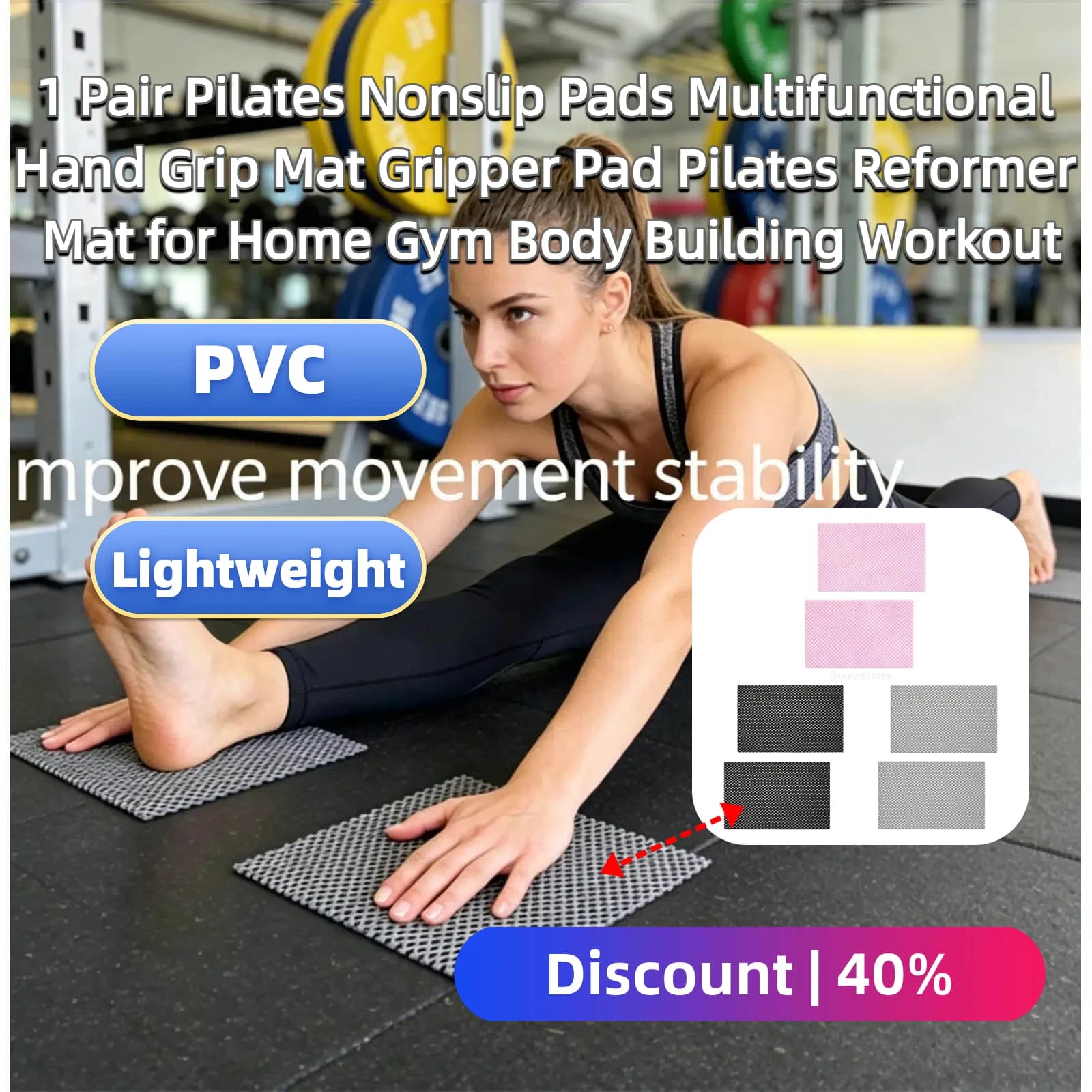1 Paio di Tappetini Antiscivolo per Pilates, Tappetino Multifunzionale per Impugnatura, Pad Antiscivolo per Pilates Reformer, per Palestra Domestica e Allenamento Fitness