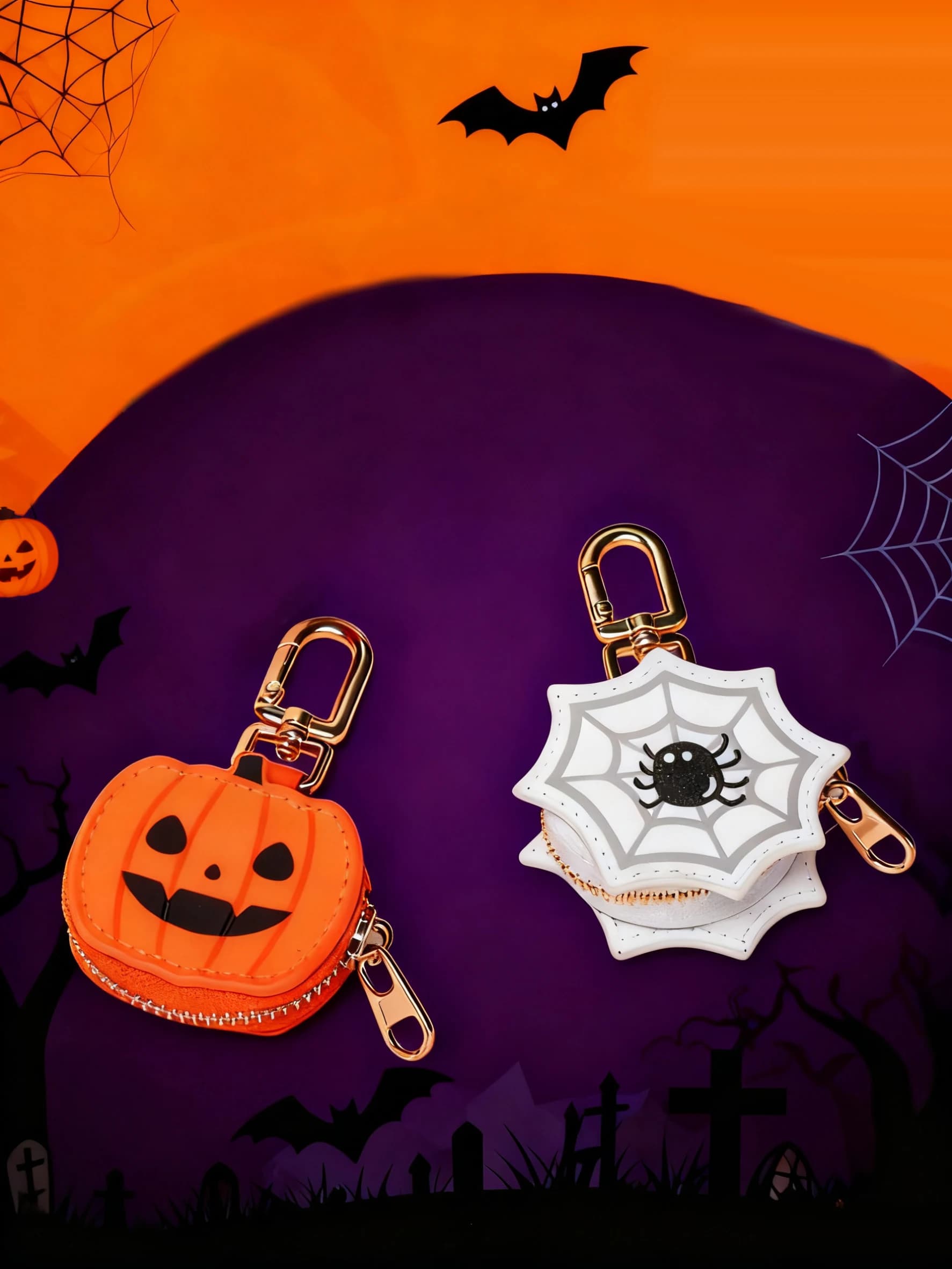 Halloween Coin Purse​​ Key Chain 2025 New Money Pouch Cute Keychain Mini Pouch Wallet Little Pumpkin Wallet​​ Halloween Gifts