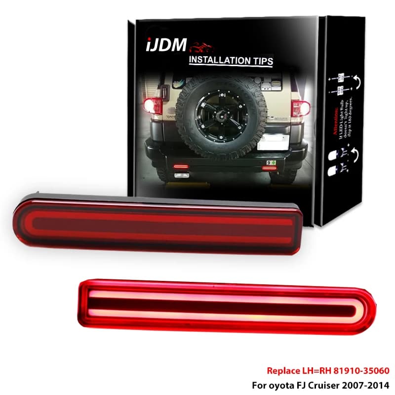 Luci riflettore paraurti iJDM per Toyota FJ Cruiser, funzione come coda (fendinebbia posteriori), segnale di svolta lampeggiante sequenziale 07-14