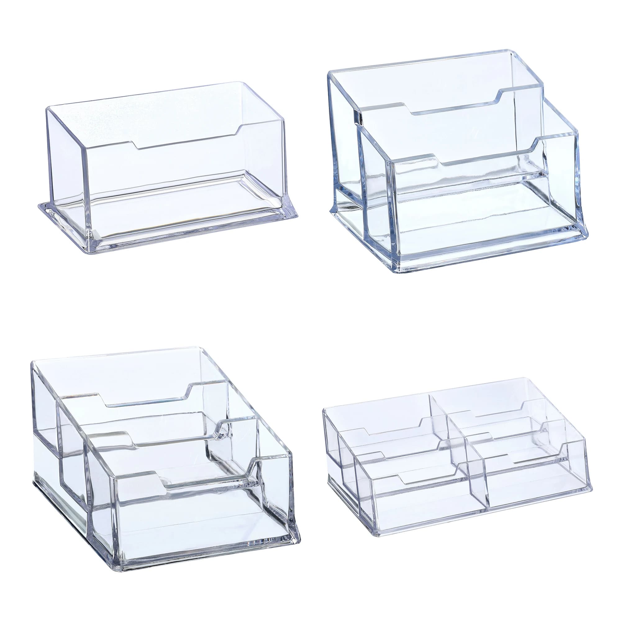 Porta biglietti da visita in plastica con 1/2/3/6 slot per biglietti da visita da tavolo, espositore per carte, per scrivania da ufficio, adatto a 60 biglietti da visita