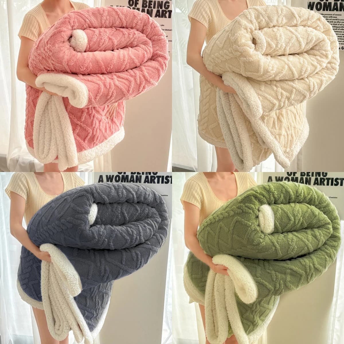 1 pezzo di coperta ponderata jacquard Sherpa da 3 kg per adulti, buona per dormire in tutte le stagioni, migliore coperta di coniglio finto per gli Stati Uniti