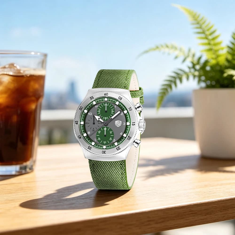 2026 new RollsTimi casual fashion men's quartz watches VD55 chronograph top sapphire mirror nylon strap men's watches waterproof