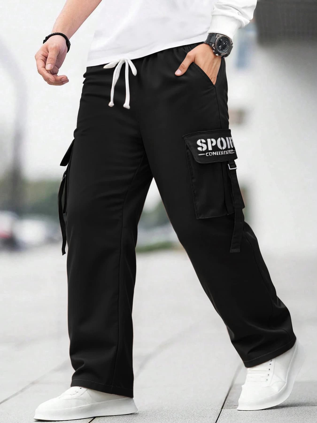 Pantaloni da ragazzo, pantaloni larghi per bambini di taglia media e grande, pantaloni con cintura e tasche, vita elasticizzata, pantaloni da jogging, abbigliamento casual per tutti.