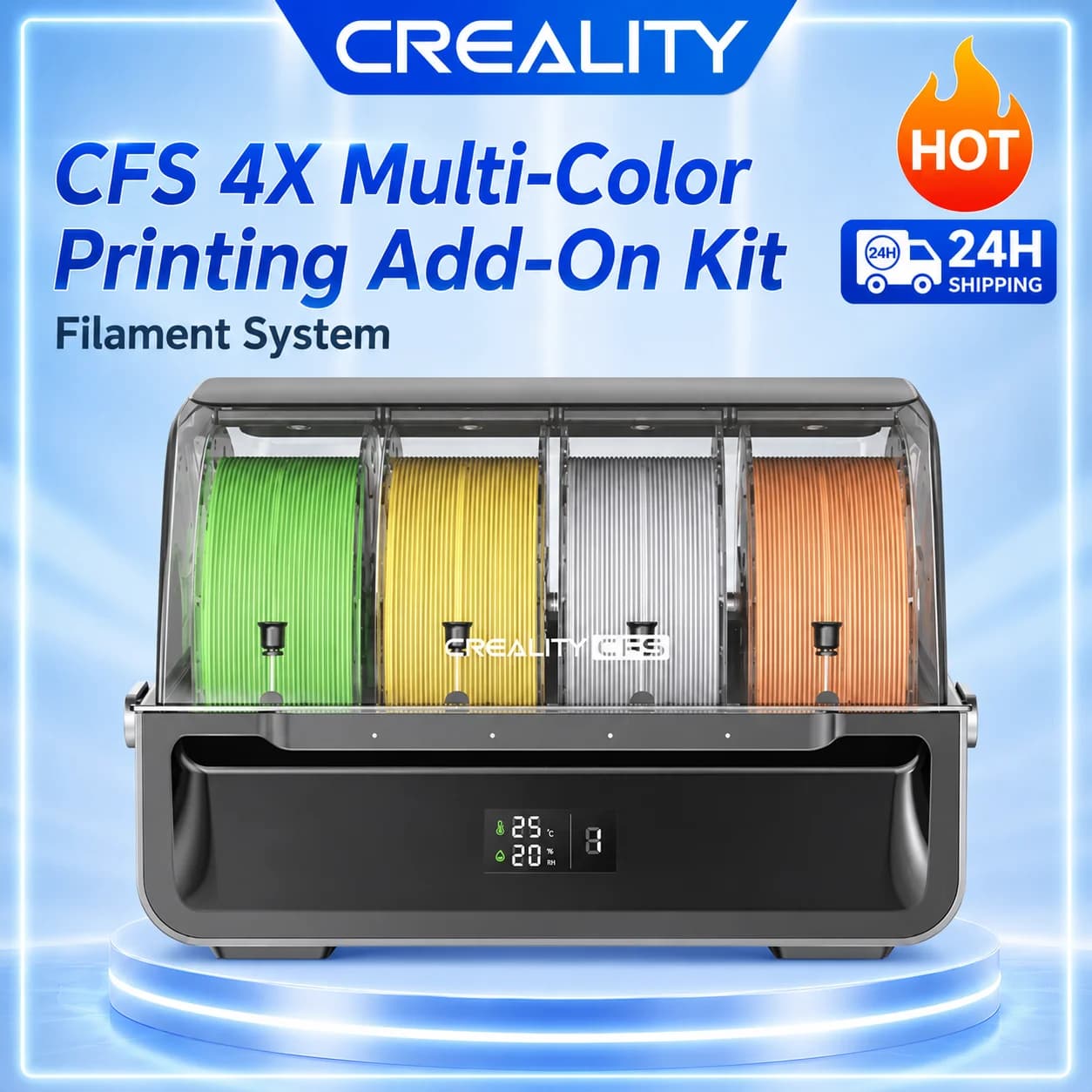 CREALITY K2 PLUS CFS 4X Multicolor Printer Kit, Filament System Compatible with 3D Creality Hi Printer, Secco Filament Box