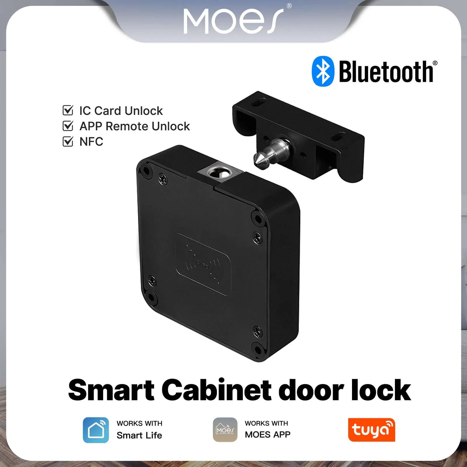 MOES Tuya Bluetooth Smart Cabinet Door Lock Keyless IC Card Sblocca porta Armadietto Mobili Cassetto App Monitoraggio telecomando