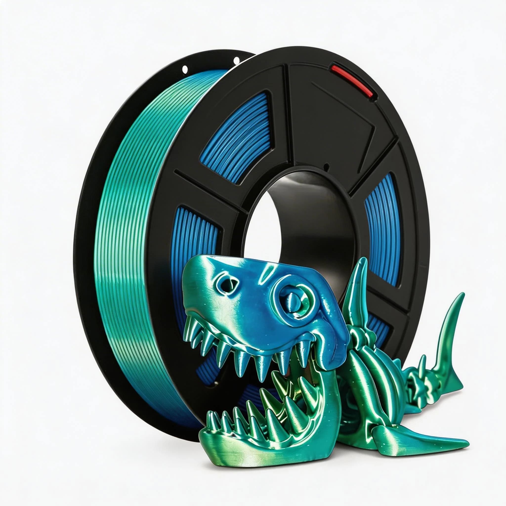 Filamento PLA G bicolore blu effetto seta 1,75 mm, filamento lucido per stampante 3D, precisione dimensionale +/- 0,05 mm, bobina da 250 g