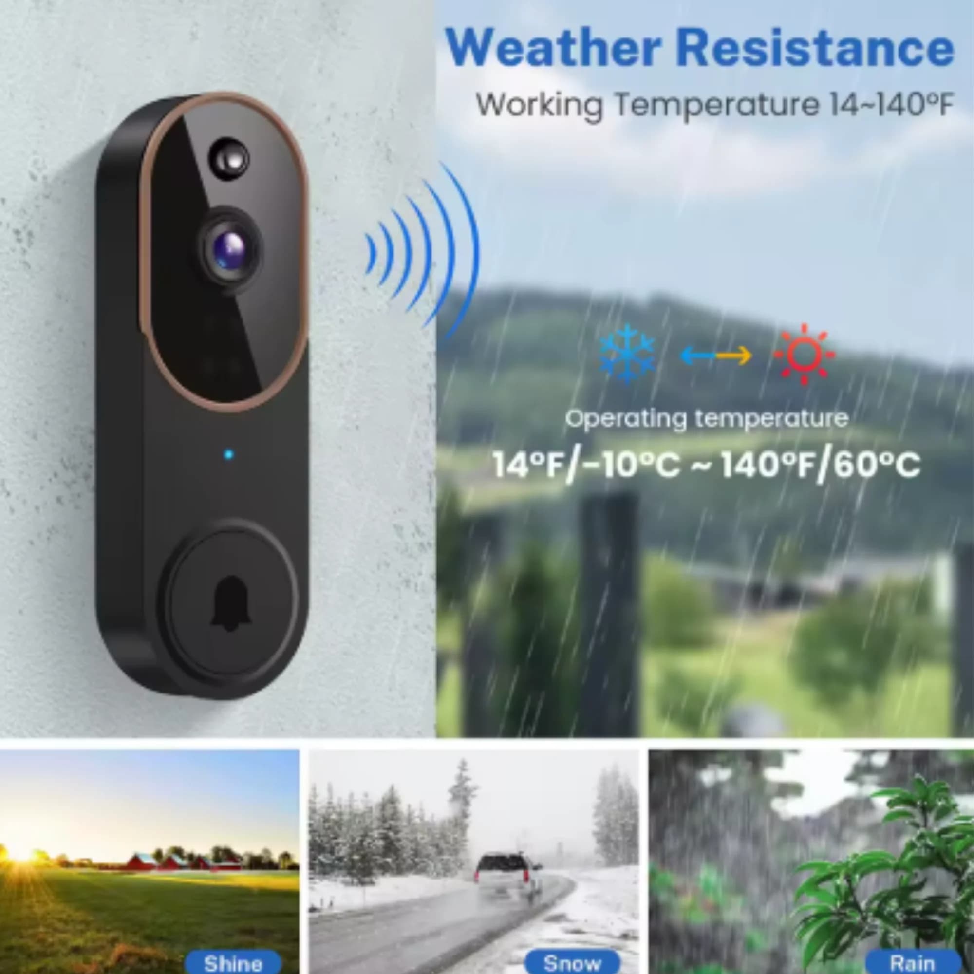 Orbitell Videocitofono wireless con audio bidirezionale, rilevamento movimento AI, visione notturna, archiviazione cloud
