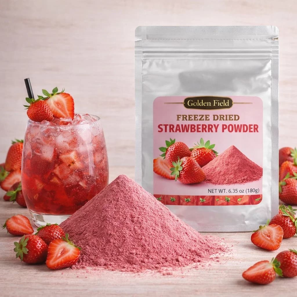 Polvere di Fragola, Polvere di Frutta Liofilizzata, Pura, a Grana Fine, Senza Additivi, da Fragole, 6.35oz