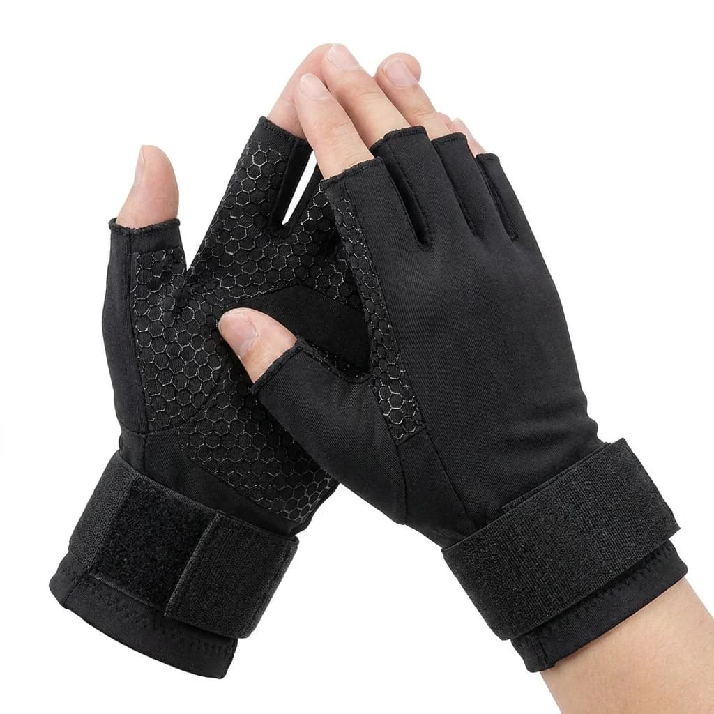 1 Pair Adjustable Wrist Support Half Finger Gym Gloves, Anti-Slip Breathable Workout Gloves for Men Women Fitness Training
