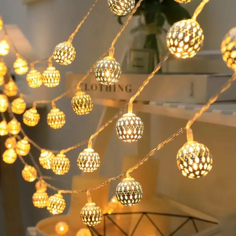 1PC 1.5M/3M/6M Marocchino Palla Della Stringa Luce Contenitore di Batteria Decorazione Di Natale Lucine Albero Di Natale Lampada A Sospensione