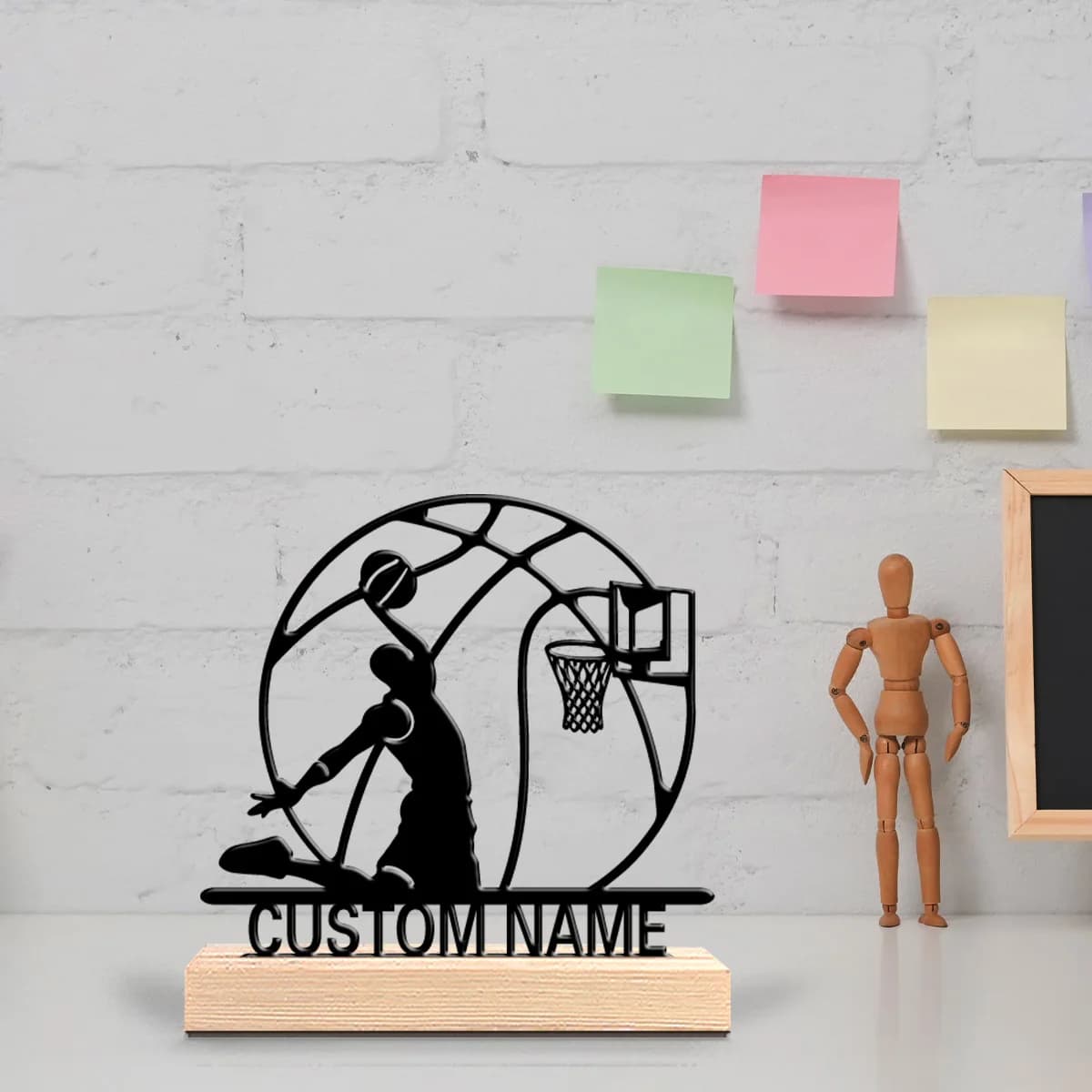 Statua in Metallo Personalizzata di Giocatore di Basket, Design con Nome e Schiacciata, Decorazione per Palestra Domestica, Regalo per Tifosi di Basket, Ornamento Sportivo
