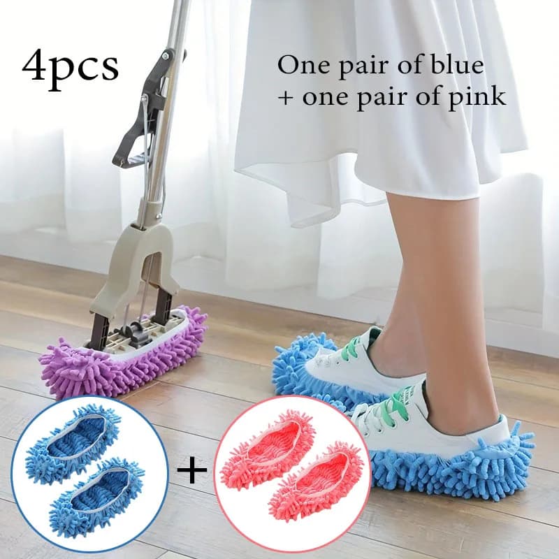 Mop Slippers Shoes 2 Pairs (4Pieces) - Microfiber Cleaning House Mop Slippers| Floor Cleaning Tools |Microfiber, Washable, Reusable, Floor Cleaning Tools,Mop Slippers Shoes