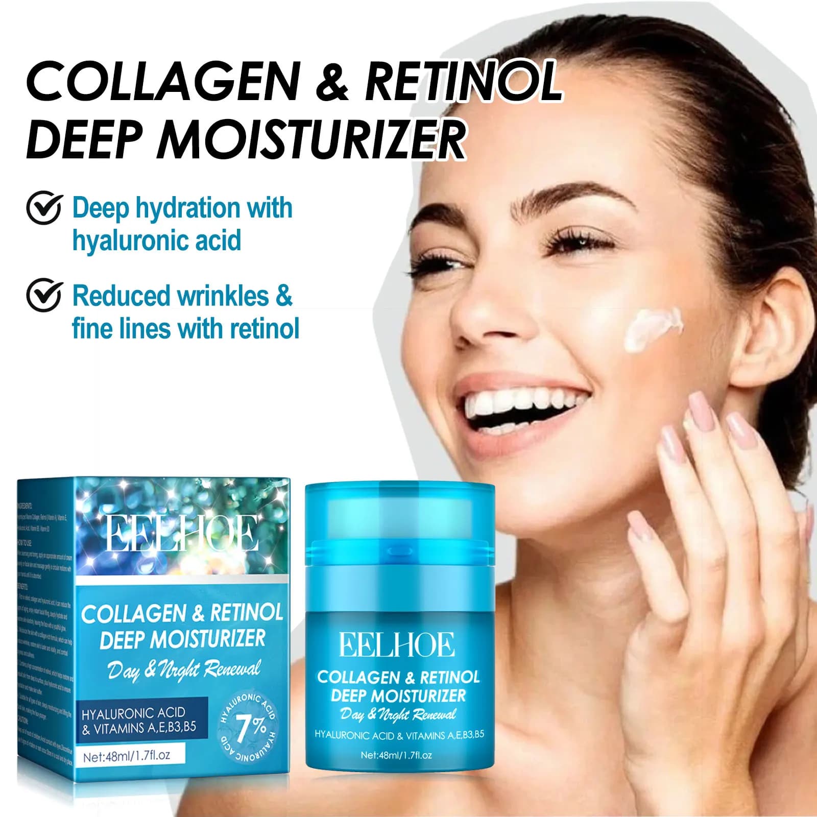 Eelhoe 48ml Moisturizing Cream at the retinol Remove wrinkles Reduce thin lines Soft skin Collagene Boost Moisturizing cream for facial care