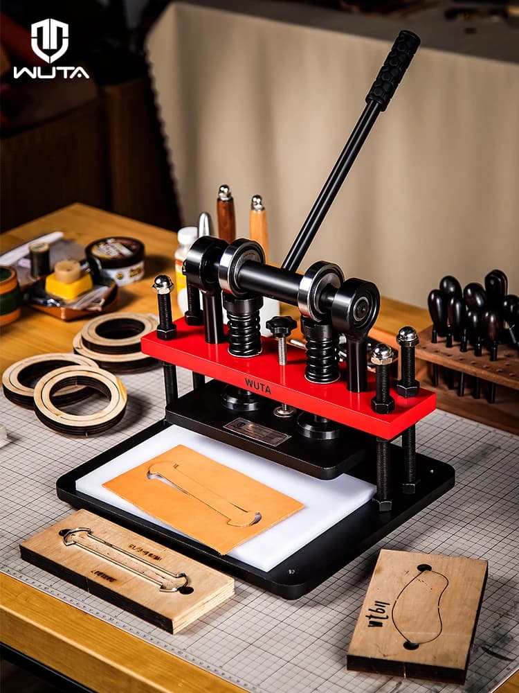WUTA Pro Macchina da taglio per pelle Fustellatrice manuale Goffratura Strumenti per modellare Stampo per pressa manuale Punzonatura fai da te Carta in tessuto (taglia L)
