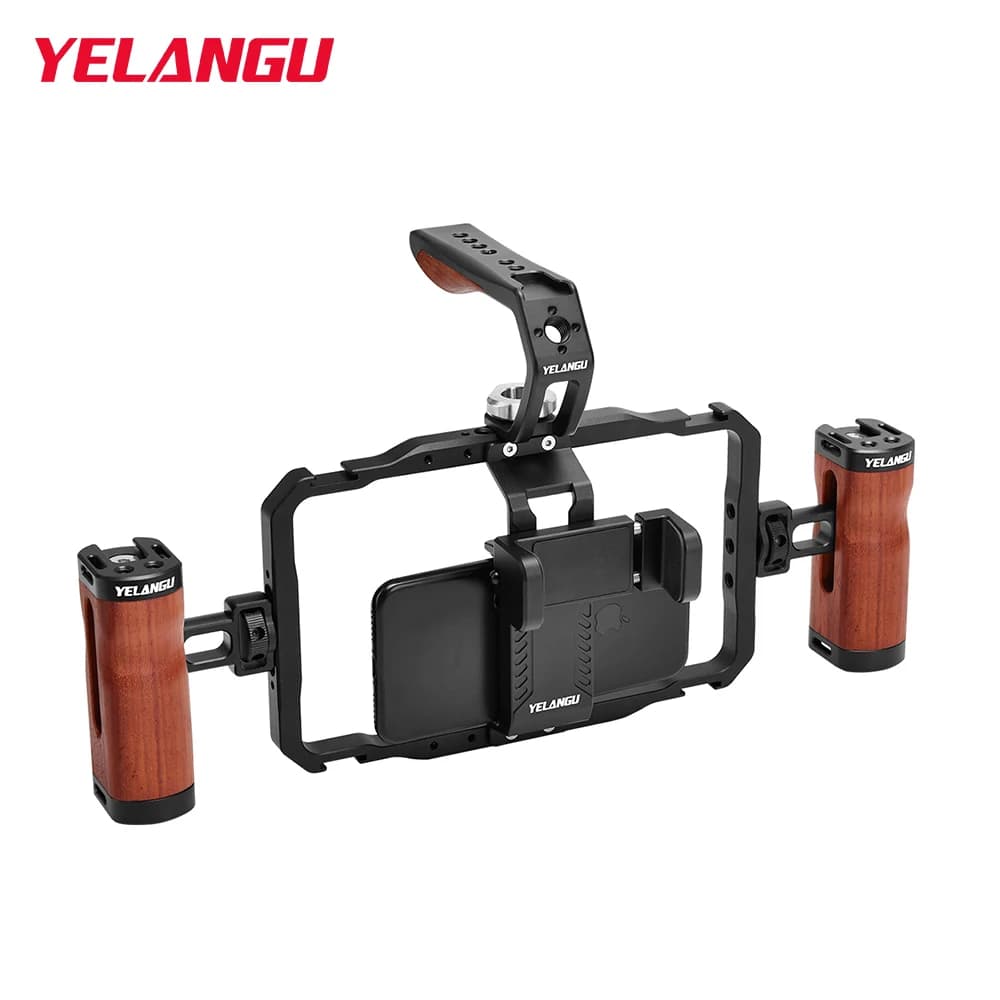 YELANGU Smartphone Video Rig Cage Cold Shoe treppiede Mount Filmmaking Vlogging Case Phone Video stabilizzatore Rig per iPhone Android