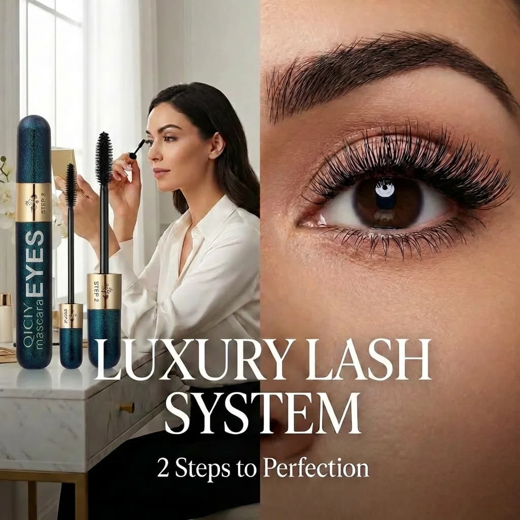 Mascara Nero Opaco con Pennello Ultra-Sottile per Allungare le Ciglia, Impermeabile, Asciugatura Rapida, Effetto Naturale e Volumizzante