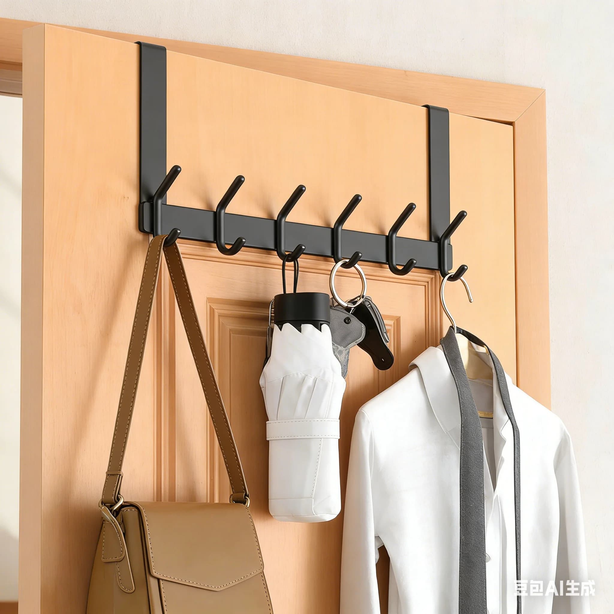 Portasciugamani da appendere sopra la porta con braccio estensibile - Adatto a porte da 1 3/8 pollici, ganci resistenti senza installazione per bagno, camera da letto, ingresso.