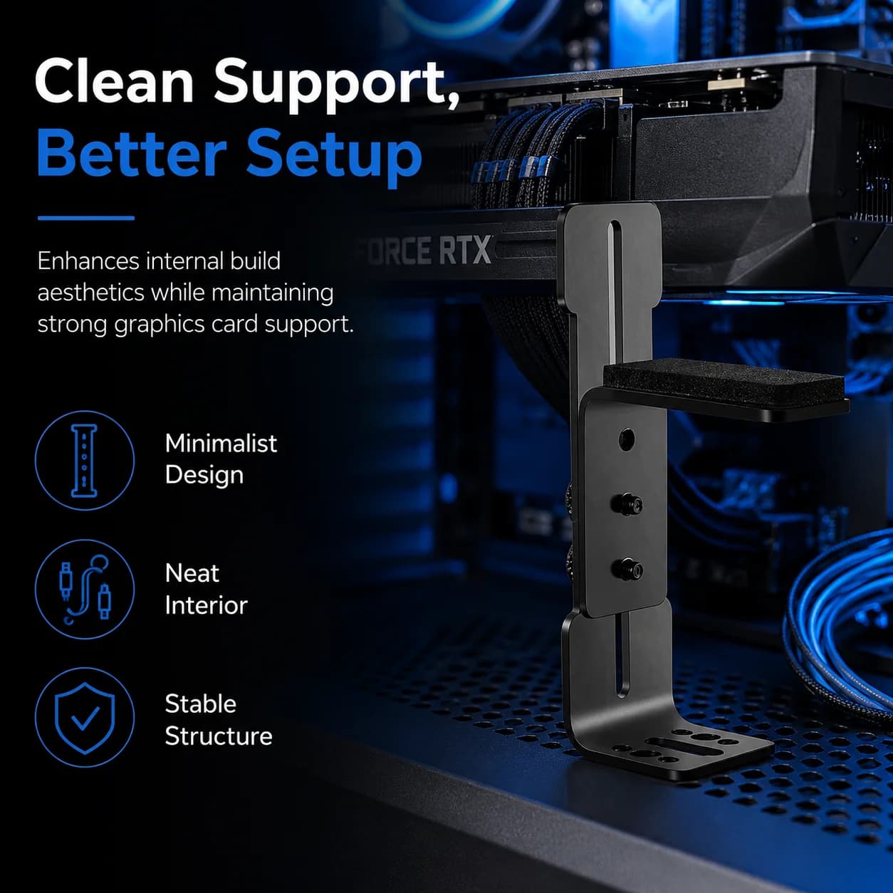 Graphics Card Holder Adjustable Video Card Bracket GPU Holder for ITX/ATX Desktop PC Case Accessory Prevent Sagging