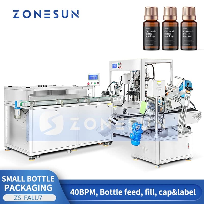 ZONESUN ZS-FALU7 Automatic 3-head Peristaltic Pump Essential Oils Colagene Production Line of Young Drinks