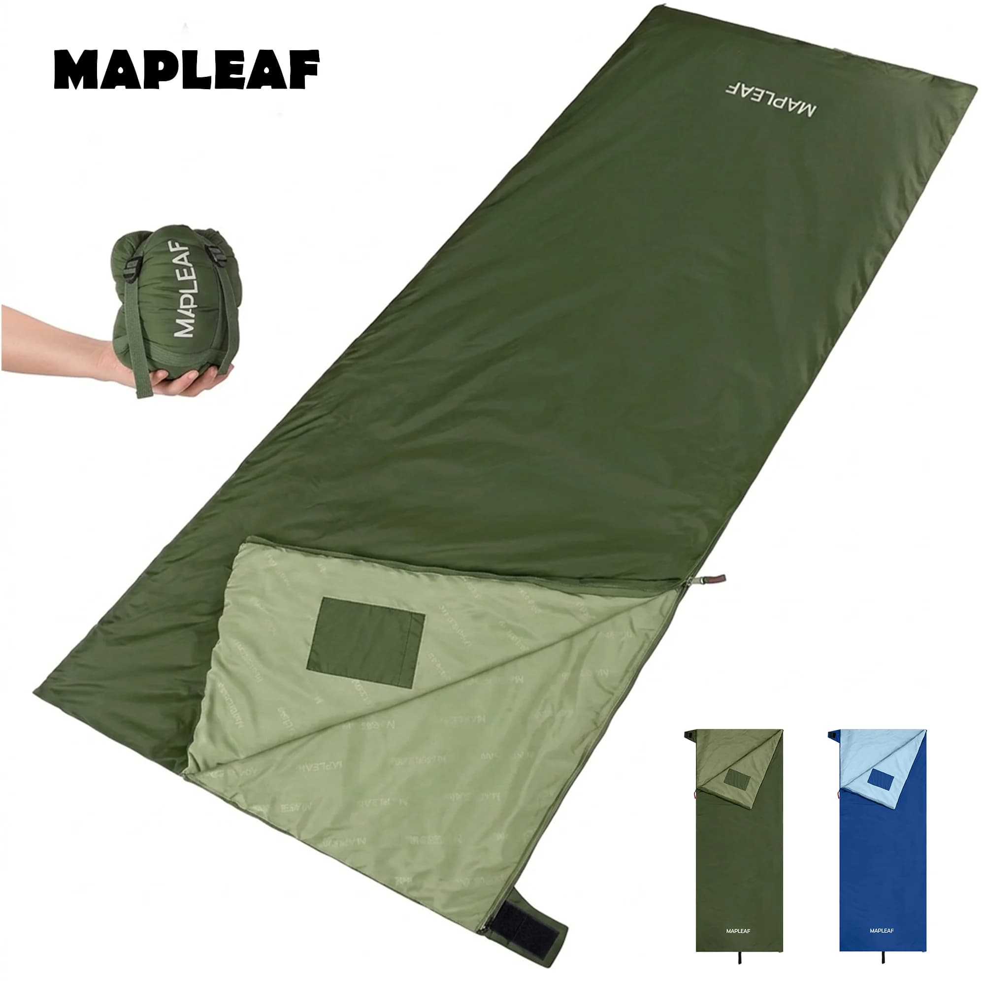 Sacco a Pelo Componibile MAPLEAF, Portatile, Impermeabile, Leggero, con Sacca di Compressione, per Campeggio ed Escursionismo